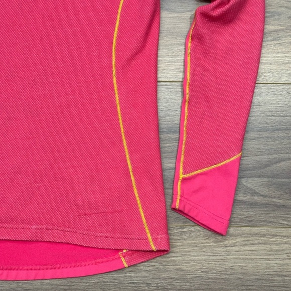 Helly Hanson Training Merino Wool Blend Quarter Zip Pullover Pink/Yellow Medium - Picture 6 of 14
